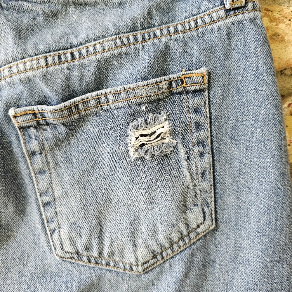 We the Free Denim Mini Skirt Distressed Button Fly - Picture 13 of 15